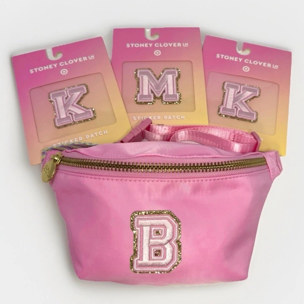 Stoney Clover Lane Belt Bag and New Patches Fanny Pack Glitter B Patch Gold Zip